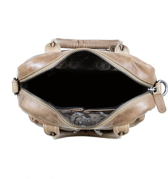 Arrigo dames klein schoudertasje mini westernbag leer taupe - Arrigo.nl