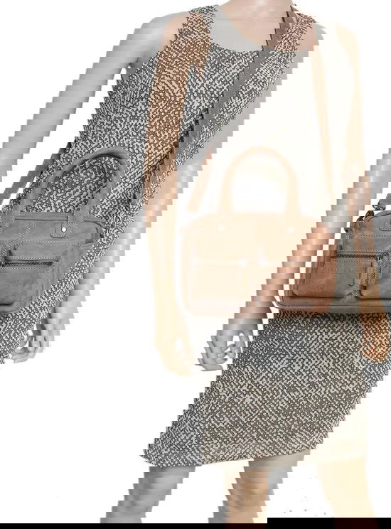 Arrigo dames klein schoudertasje mini westernbag leer taupe - Arrigo.nl