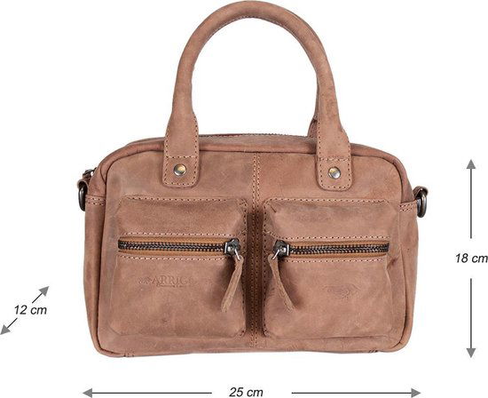 Arrigo dames klein schoudertasje mini westernbag leer taupe - Arrigo.nl