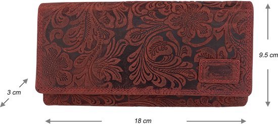 Arrigo dames portemonnee in rood leer met bloemenprint - Arrigo.nl