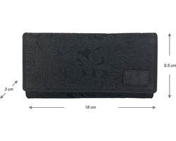 Arrigo dames portemonnee in zwart leer met bloemenprint - Arrigo.nl