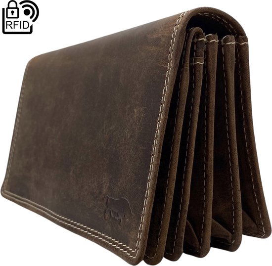 Arrigo damesportemonnee van cognackleurig buffelleer met RFID-bescherming - Arrigo.nl