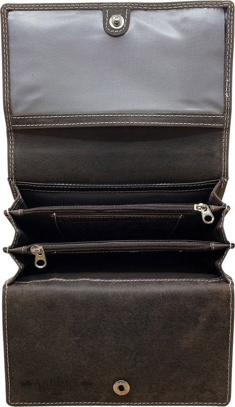 Arrigo damesportemonnee van donkerbruin buffelleer met RFID-bescherming - Arrigo.nl