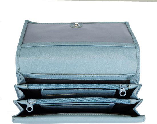 Arrigo damesportemonnee van lichtblauw leer met RFID-bescherming - Arrigo.nl