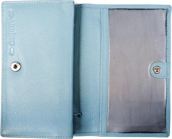 Arrigo damesportemonnee van lichtblauw leer met RFID-bescherming - Arrigo.nl