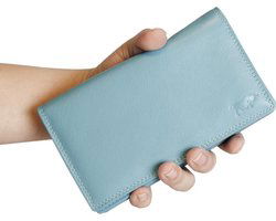 Arrigo damesportemonnee van lichtblauw leer met RFID-bescherming - Arrigo.nl