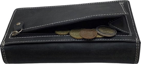 Arrigo damesportemonnee van zwart buffelleer met RFID-bescherming - Arrigo.nl
