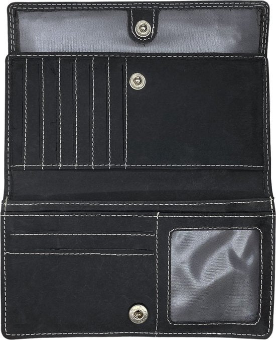 Arrigo damesportemonnee van zwart buffelleer met RFID-bescherming - Arrigo.nl