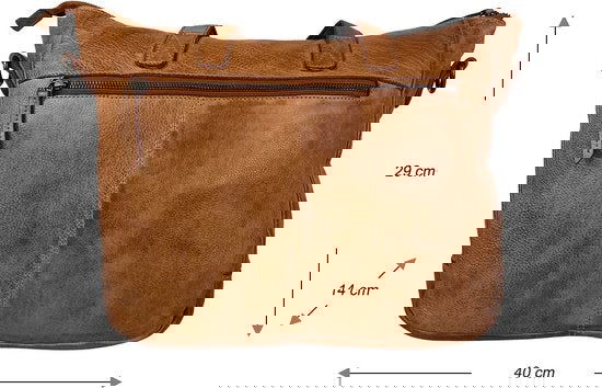 Arrigo handtassen dames schoudertas grote tas gewassen leer cognac - Arrigo Leather Goods