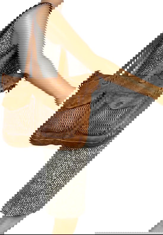 Arrigo handtassen dames schoudertas grote tas gewassen leer cognac - Arrigo Leather Goods