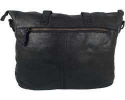 Arrigo handtassen dames schoudertas grote tas gewassen leer zwart - Arrigo Leather Goods