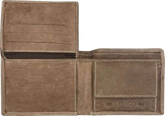 Arrigo herenportemonnee in billfold-model van cognackleurig buffelleer - Arrigo.nl