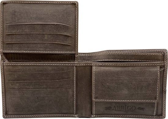Arrigo herenportemonnee in billfold-model van donkerbruin buffelleer - Arrigo.nl