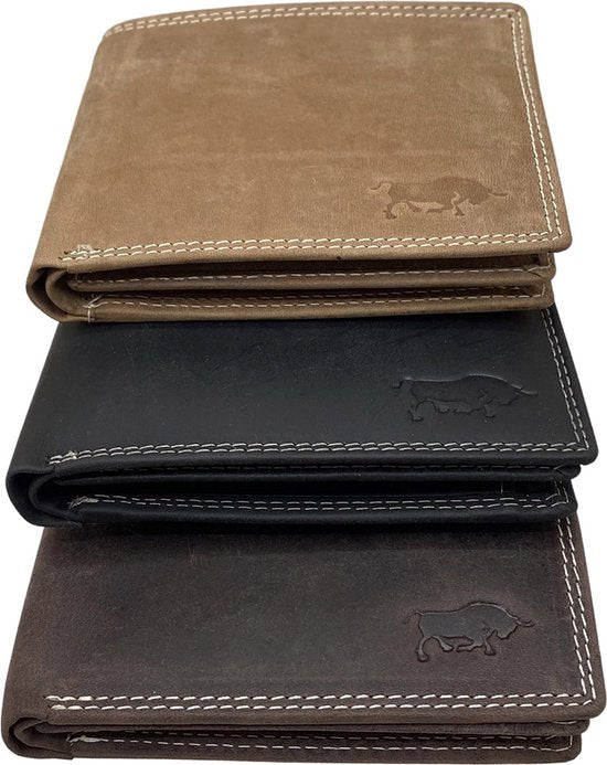 Arrigo herenportemonnee in billfold-model van zwart buffelleer - Arrigo.nl