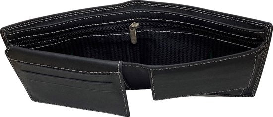 Arrigo herenportemonnee in billfold-model van zwart buffelleer - Arrigo.nl