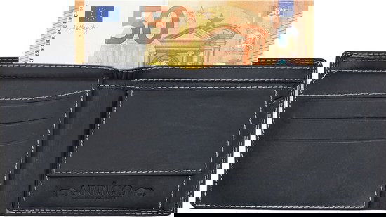 Arrigo herenportemonnee in billfold-model van zwart buffelleer - Arrigo.nl