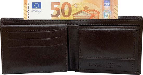 Arrigo herenportemonnee van bruin rundleer in billfold-model - Arrigo.nl