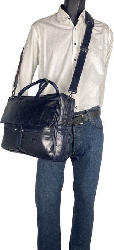 Arrigo laptopbag 17 inch blauw - Arrigo.nl