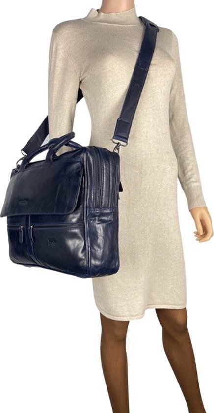 Arrigo laptopbag 17 inch blauw - Arrigo.nl