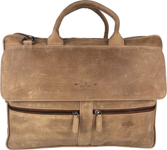 Arrigo laptoptas 17 inch Taupe - Arrigo.nl