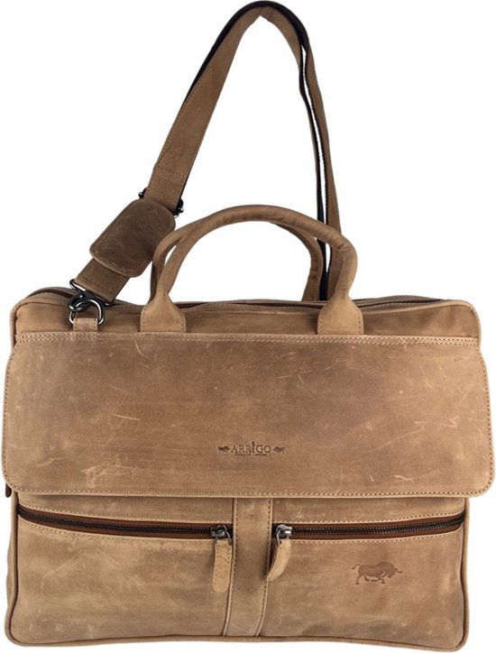 Arrigo laptoptas 17 inch Taupe - Arrigo.nl
