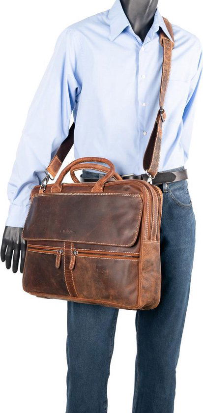 Arrigo laptoptas 17 inch cognac - Arrigo.nl