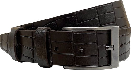 Arrigo riem 3 5 cm donkerbruin leer croco 115 cm - Arrigo Leather Goods