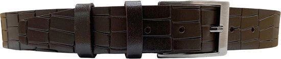 Arrigo riem 3 5 cm donkerbruin leer croco 115 cm - Arrigo Leather Goods