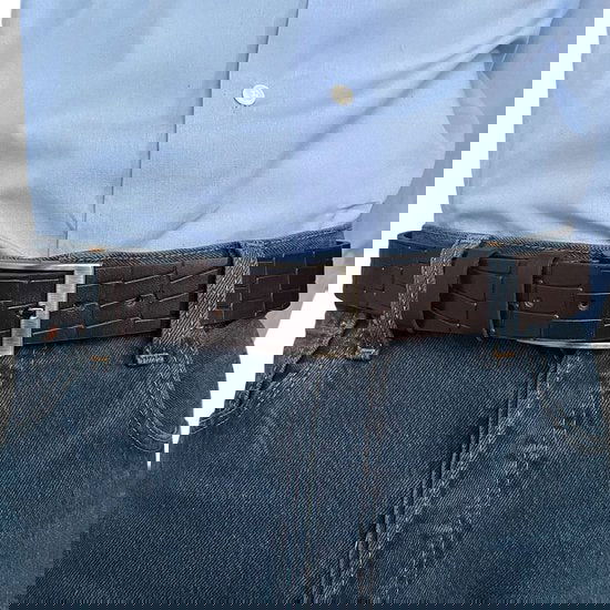 Arrigo riem 3 5 cm donkerbruin leer croco 115 cm - Arrigo Leather Goods