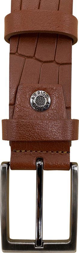 Arrigo riem broekriem leren riem kroko cognac 135 cm - Arrigo Leather Goods