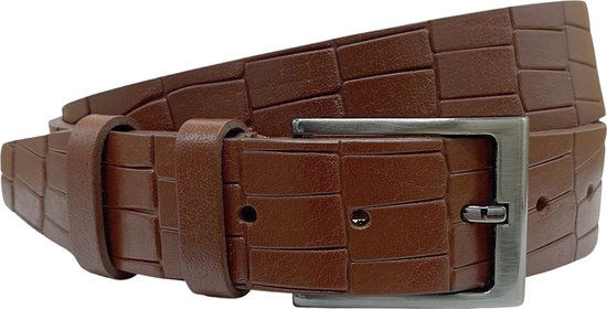 Arrigo riem broekriem leren riem kroko cognac 135 cm - Arrigo Leather Goods