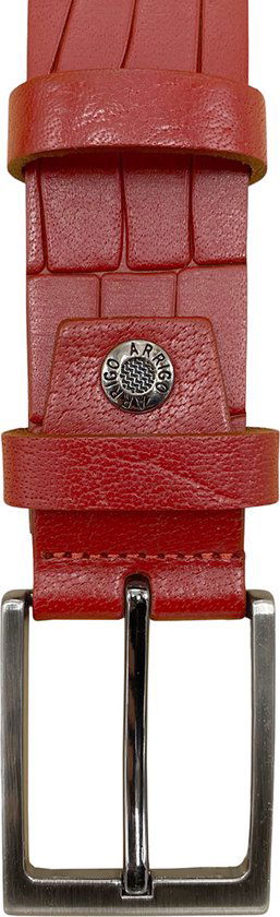 Arrigo riem leren riem 3 5 cm kroko print rood - Arrigo Leather Goods