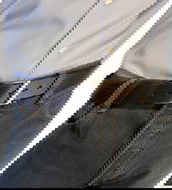 Arrigo riem riem heren 3 5 cm leer donkerblauw taille - Arrigo Leather Goods