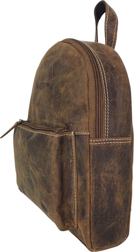 Arrigo rugzak dames klein leren rugzak buffelleer cognac - Arrigo Leather Goods