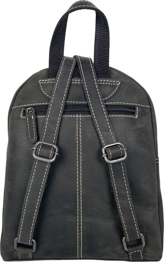 Arrigo rugzak dames klein leren rugzak buffelleer zwart - Arrigo Leather Goods