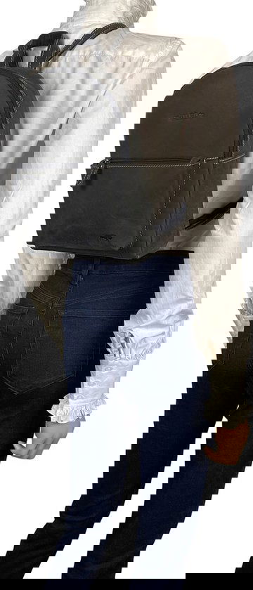 Arrigo rugzak dames klein leren rugzak buffelleer zwart - Arrigo Leather Goods