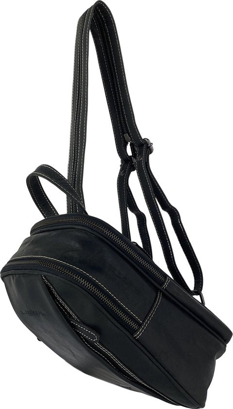 Arrigo rugzak dames rugzakje klein leer buffelleer zwart - Arrigo Leather Goods