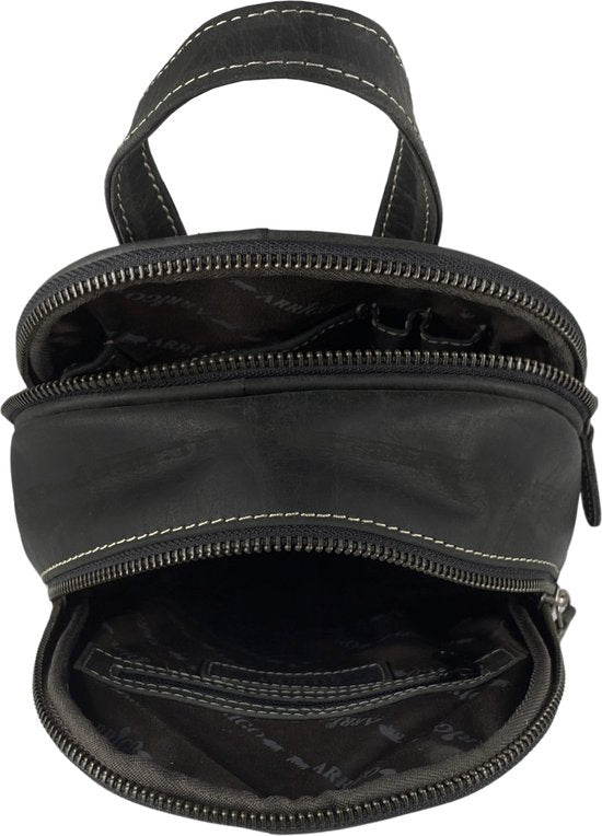 Arrigo rugzak dames rugzakje klein leer buffelleer zwart - Arrigo Leather Goods