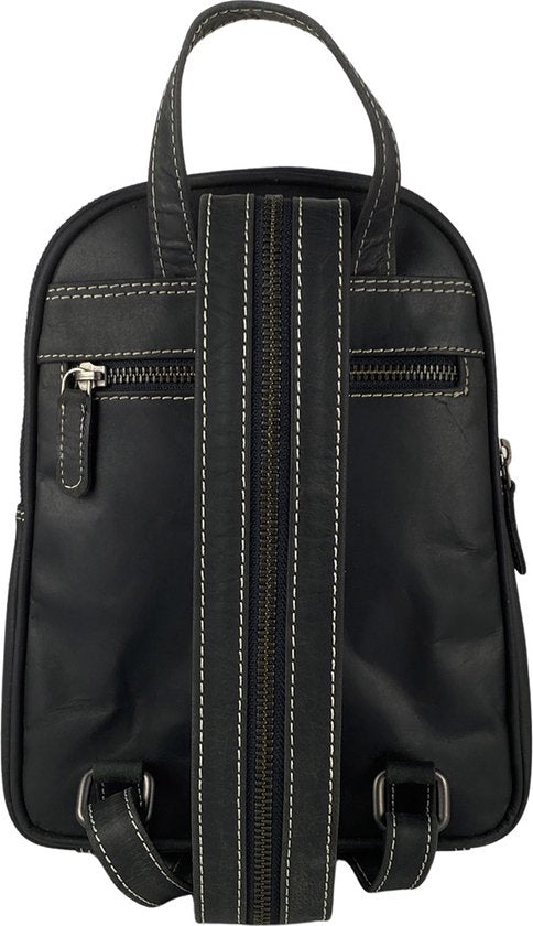 Arrigo rugzak dames rugzakje klein leer buffelleer zwart - Arrigo Leather Goods