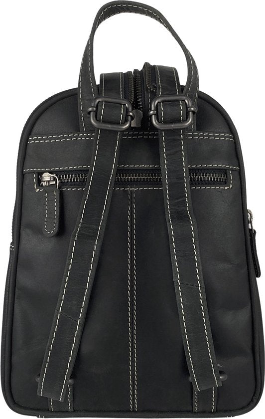 Arrigo rugzak dames rugzakje klein leer buffelleer zwart - Arrigo Leather Goods