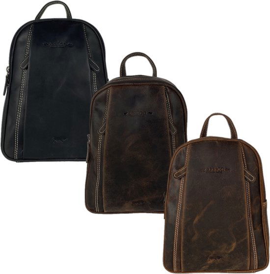 Arrigo rugzak dames rugzakje klein leer buffelleer zwart - Arrigo Leather Goods