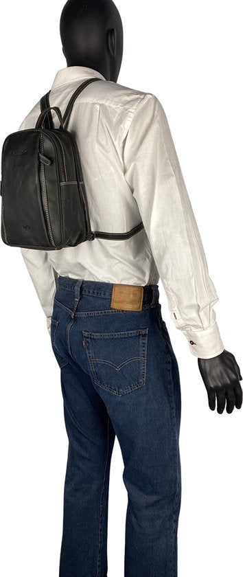 Arrigo rugzak dames rugzakje klein leer buffelleer zwart - Arrigo Leather Goods