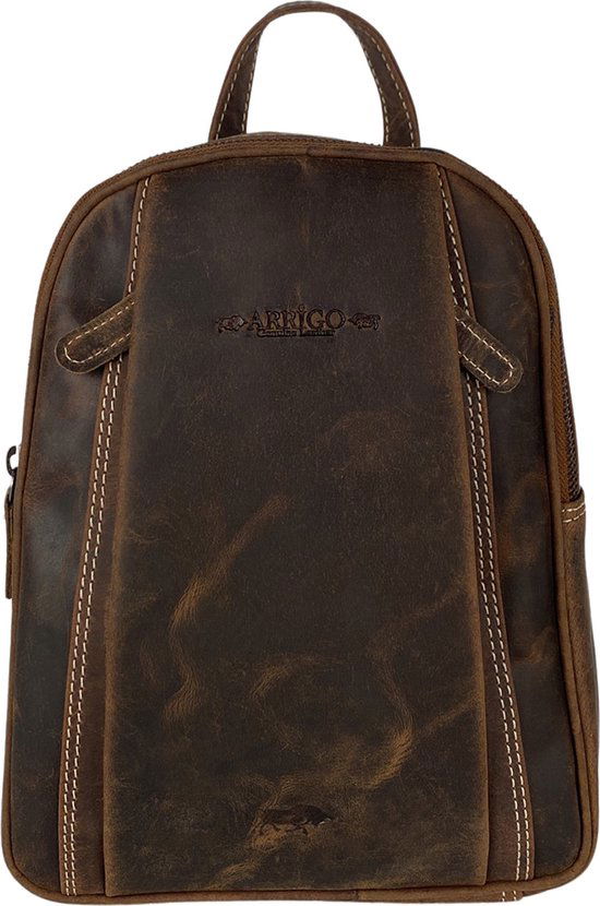 Arrigo rugzak rugzak dames rugzakje klein leer cognac lichtbruin - Arrigo Leather Goods