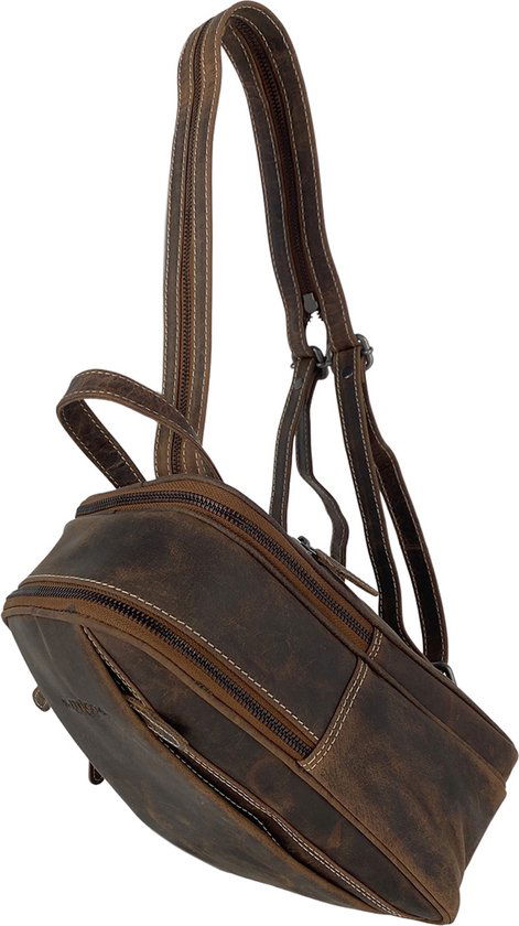 Arrigo rugzak rugzak dames rugzakje klein leer cognac lichtbruin - Arrigo Leather Goods