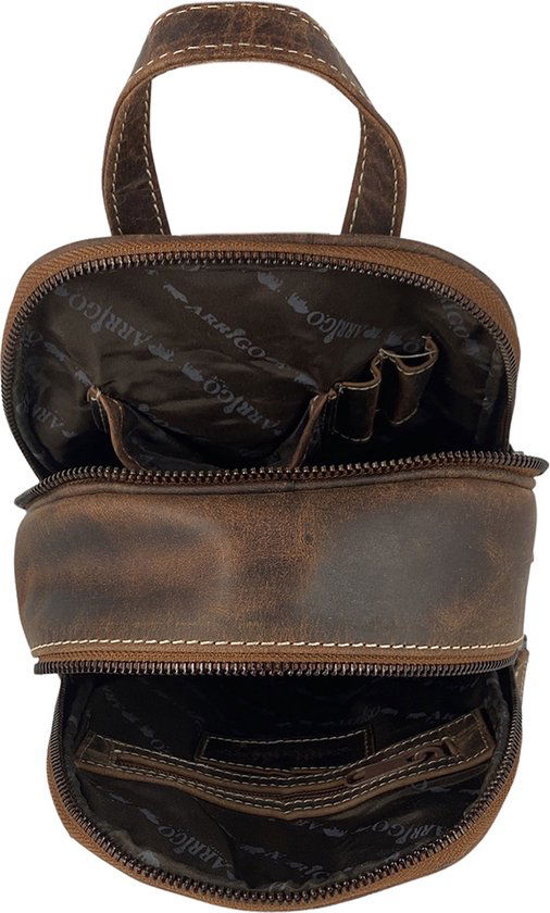 Arrigo rugzak rugzak dames rugzakje klein leer cognac lichtbruin - Arrigo Leather Goods