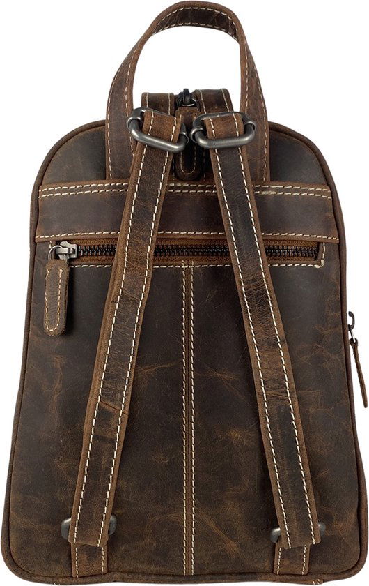 Arrigo rugzak rugzak dames rugzakje klein leer cognac lichtbruin - Arrigo Leather Goods