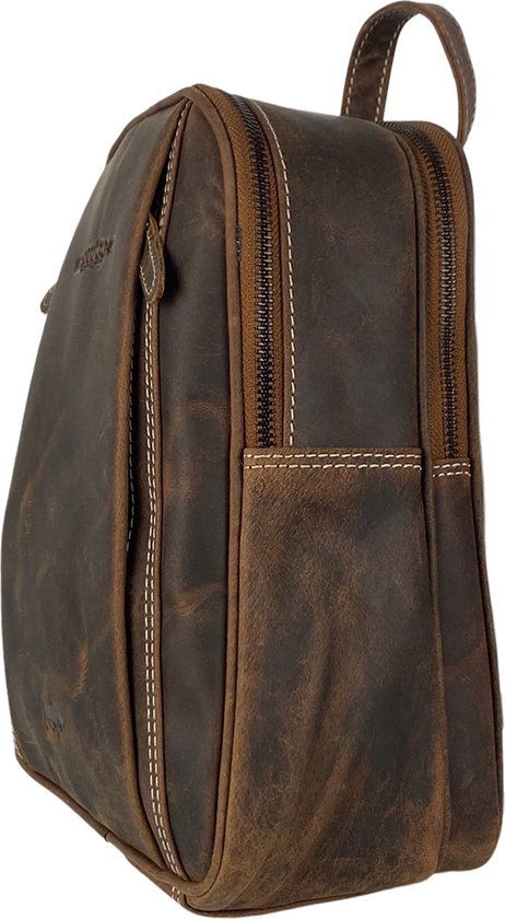 Arrigo rugzak rugzak dames rugzakje klein leer cognac lichtbruin - Arrigo Leather Goods