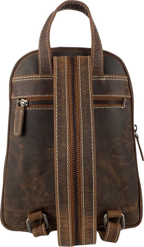 Arrigo rugzak rugzak dames rugzakje klein leer cognac lichtbruin - Arrigo Leather Goods