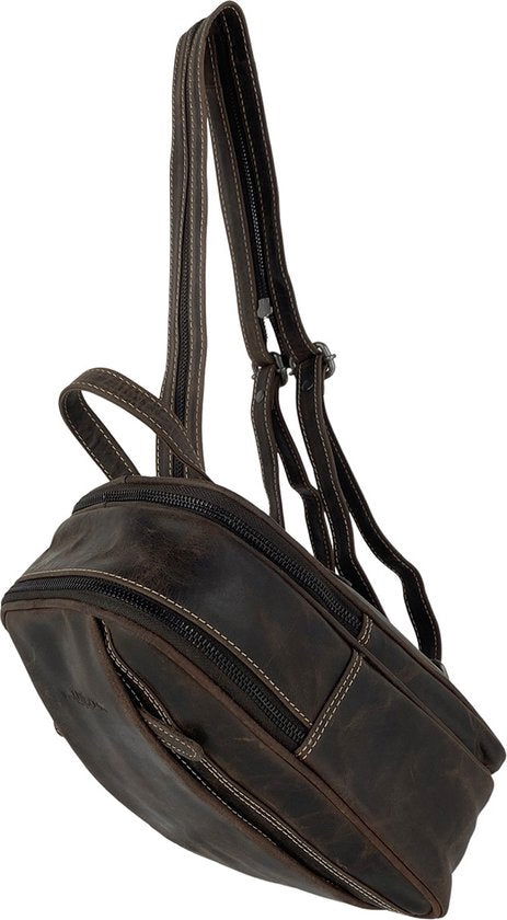 Arrigo rugzak rugzak dames rugzakje klein leer donkerbruin - Arrigo Leather Goods