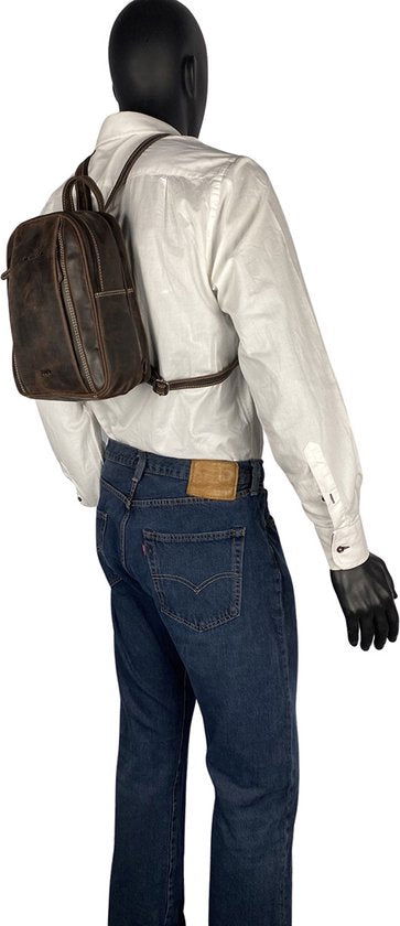 Arrigo rugzak rugzak dames rugzakje klein leer donkerbruin - Arrigo Leather Goods